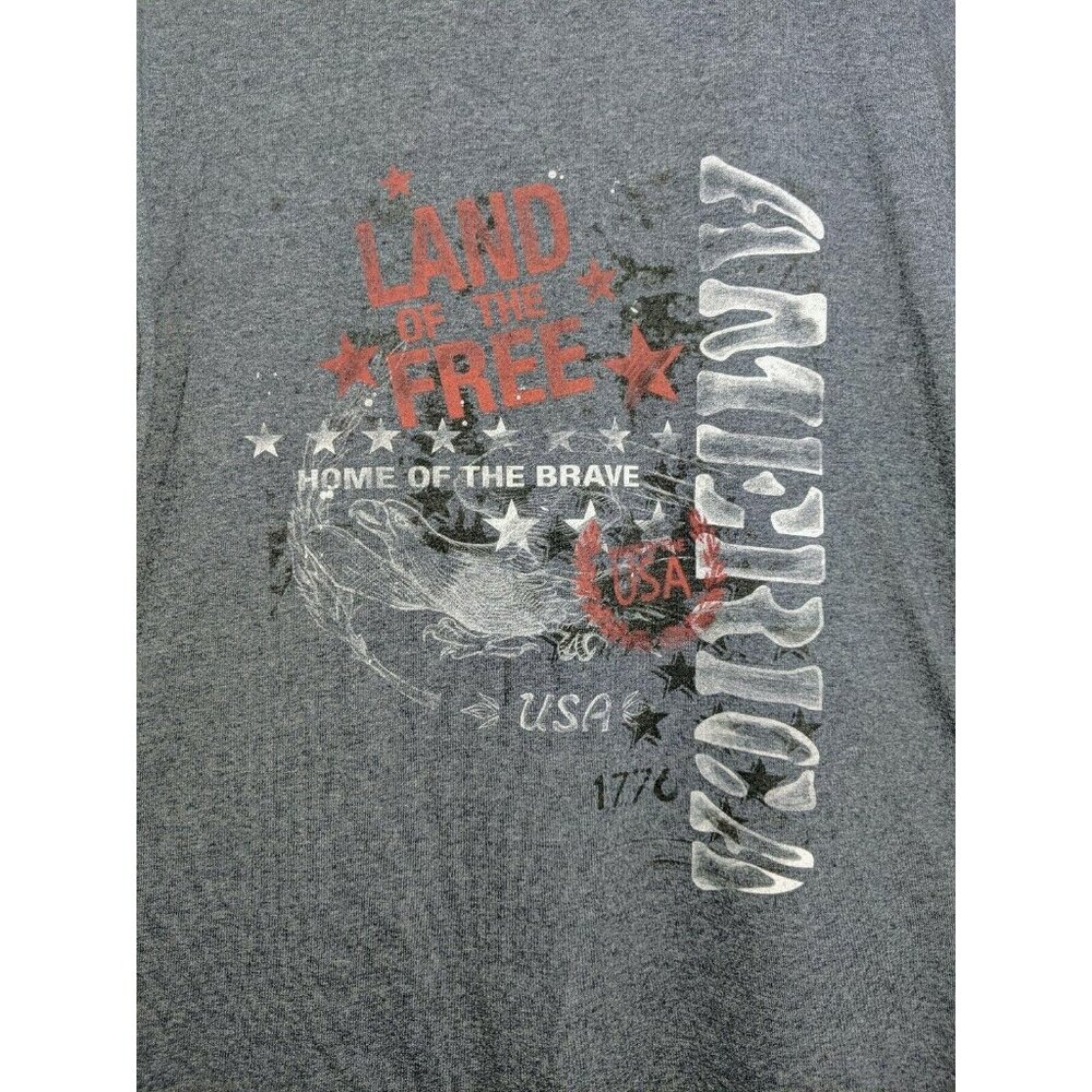 America USA Patriotic Men's T-shirt Large Blue/Gray Graphic Design Pre Shrunk